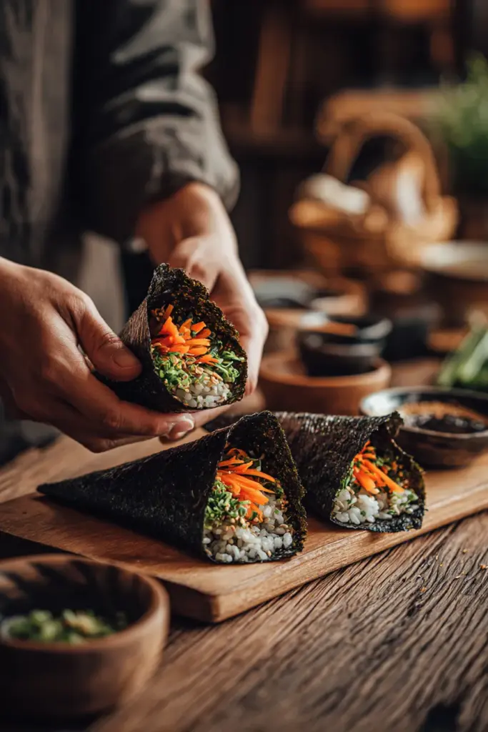 Conos de sushi temaki