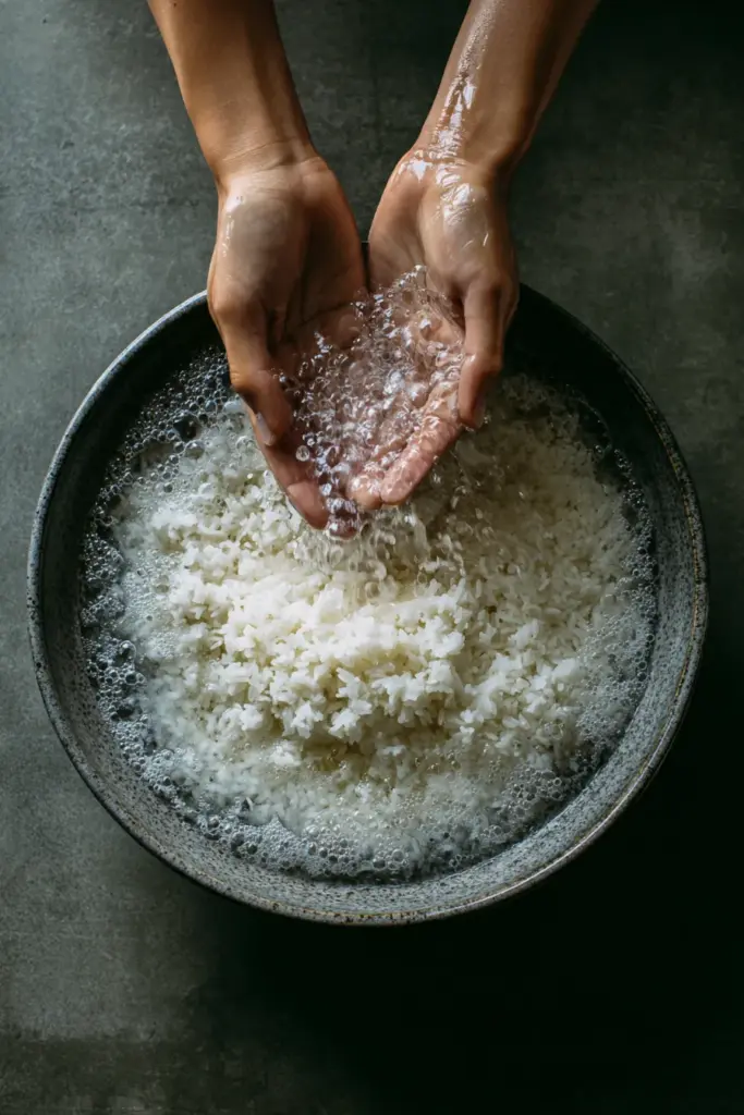 Lavado del arroz de sushi