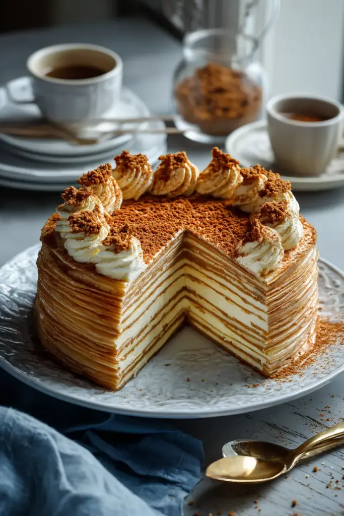 Pastel de Crepas de Vainilla y Speculoos