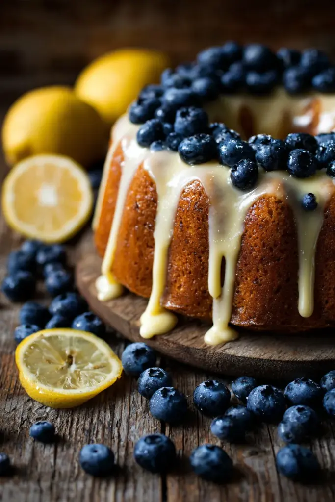 Pastel de Limón y Arándanos
