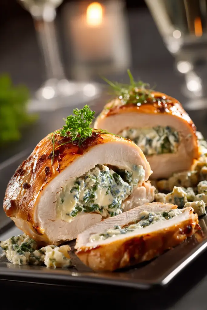 Pechuga rellena cortada