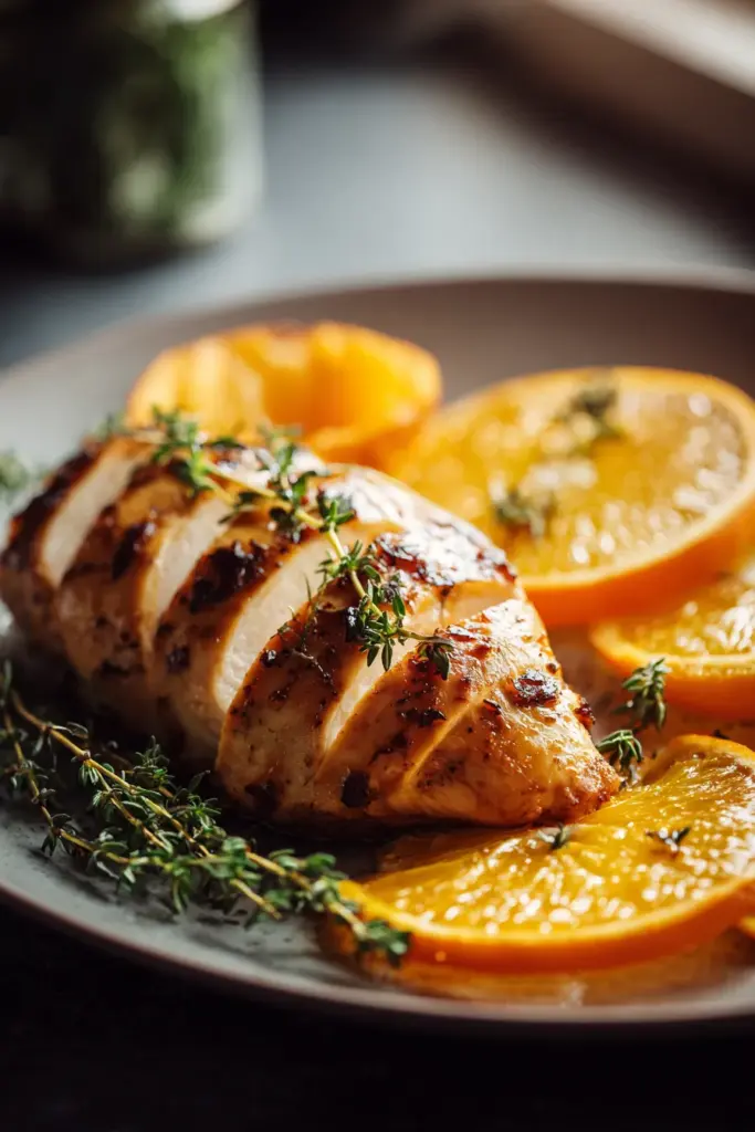 Pollo con naranja y tomillo