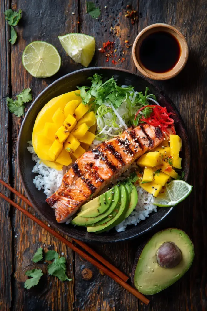 Tazón de salmón y mango