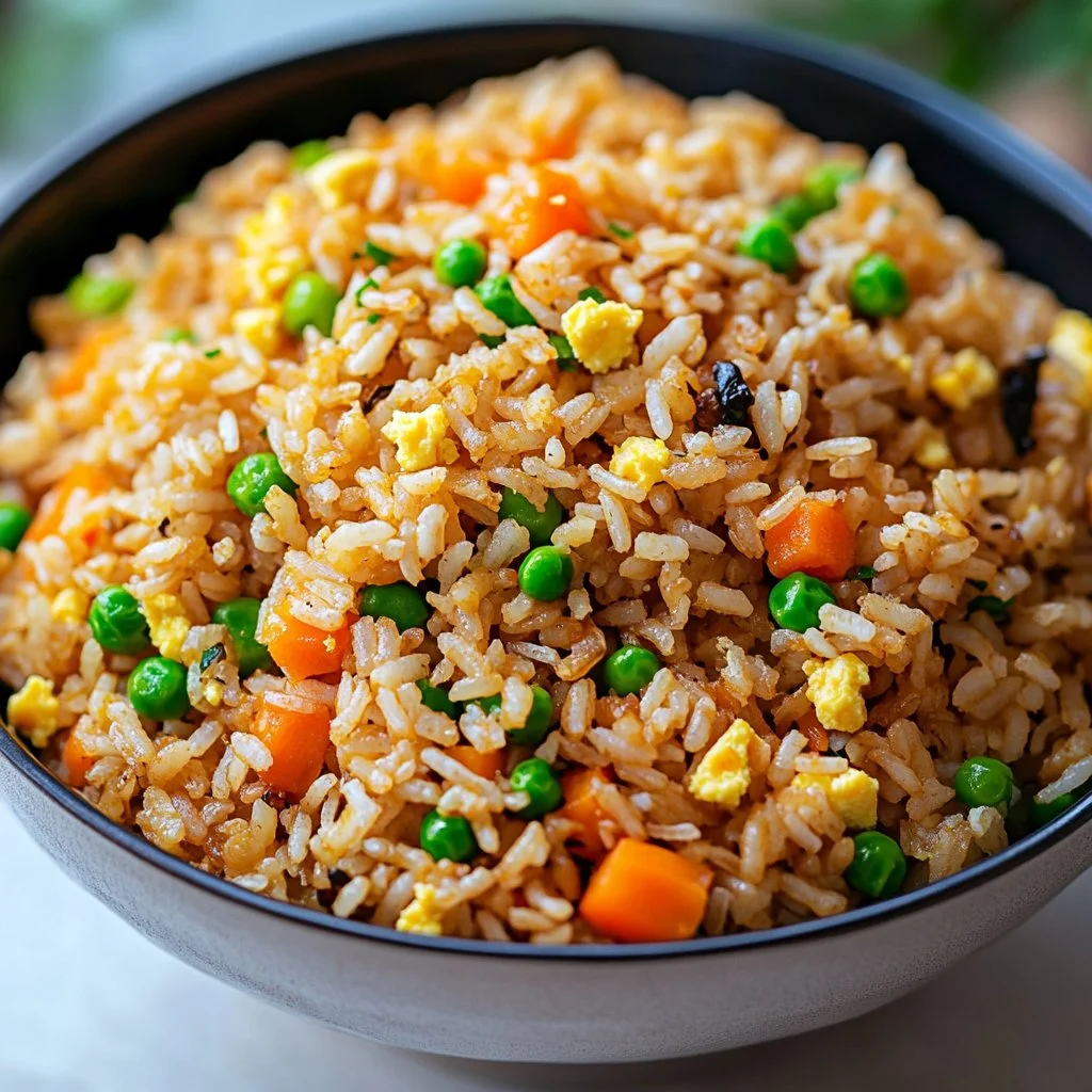 Plato de Arroz Frito Sabroso a la Parrilla, una delicia llena de sabor.