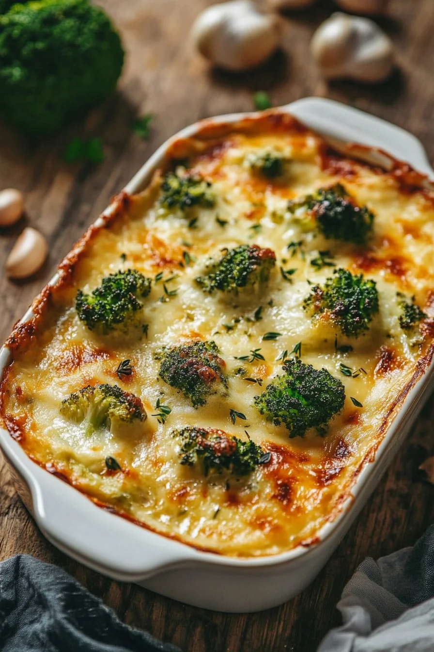 Brócoli Gratinado Con Bechamel De Ajo Y Almendras