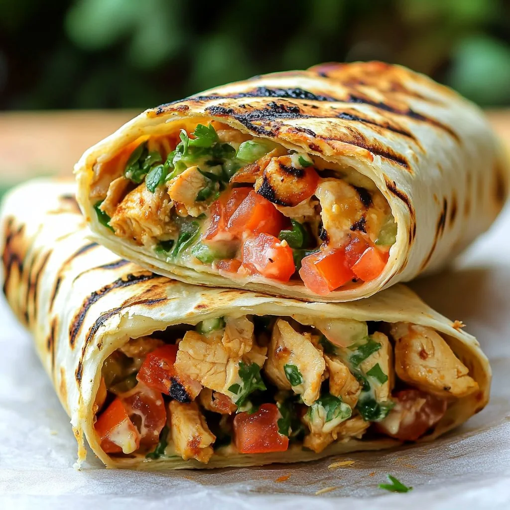 Burrito de Pollo a la Parrilla con Aderezo Ranch de Chipotle en un plato