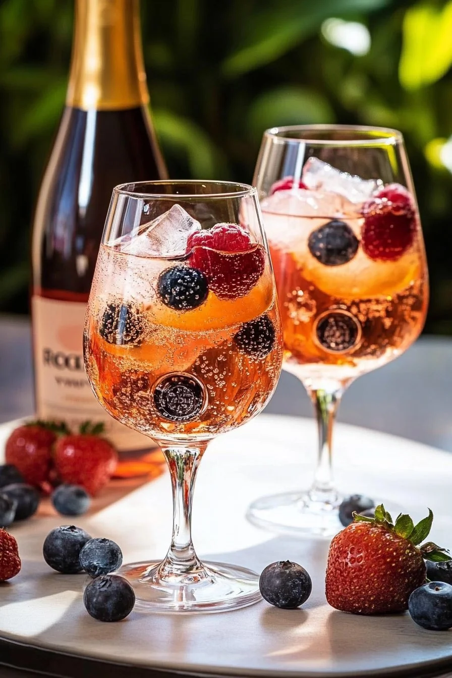 Cóctel Fruta'tea (Roche Mazet Syrah rosado brut y té)