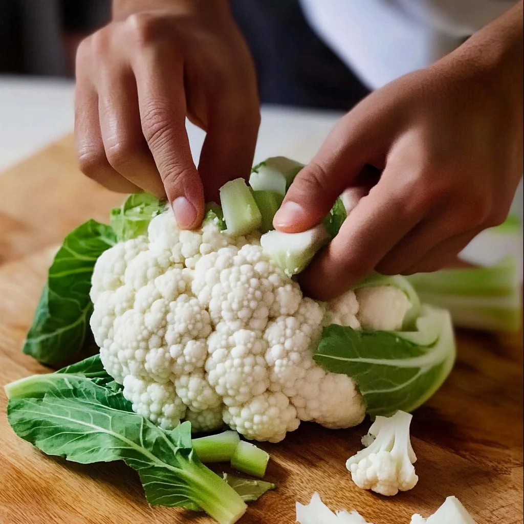 Plato de coliflor gratinado con queso derretido y cobertura crujiente