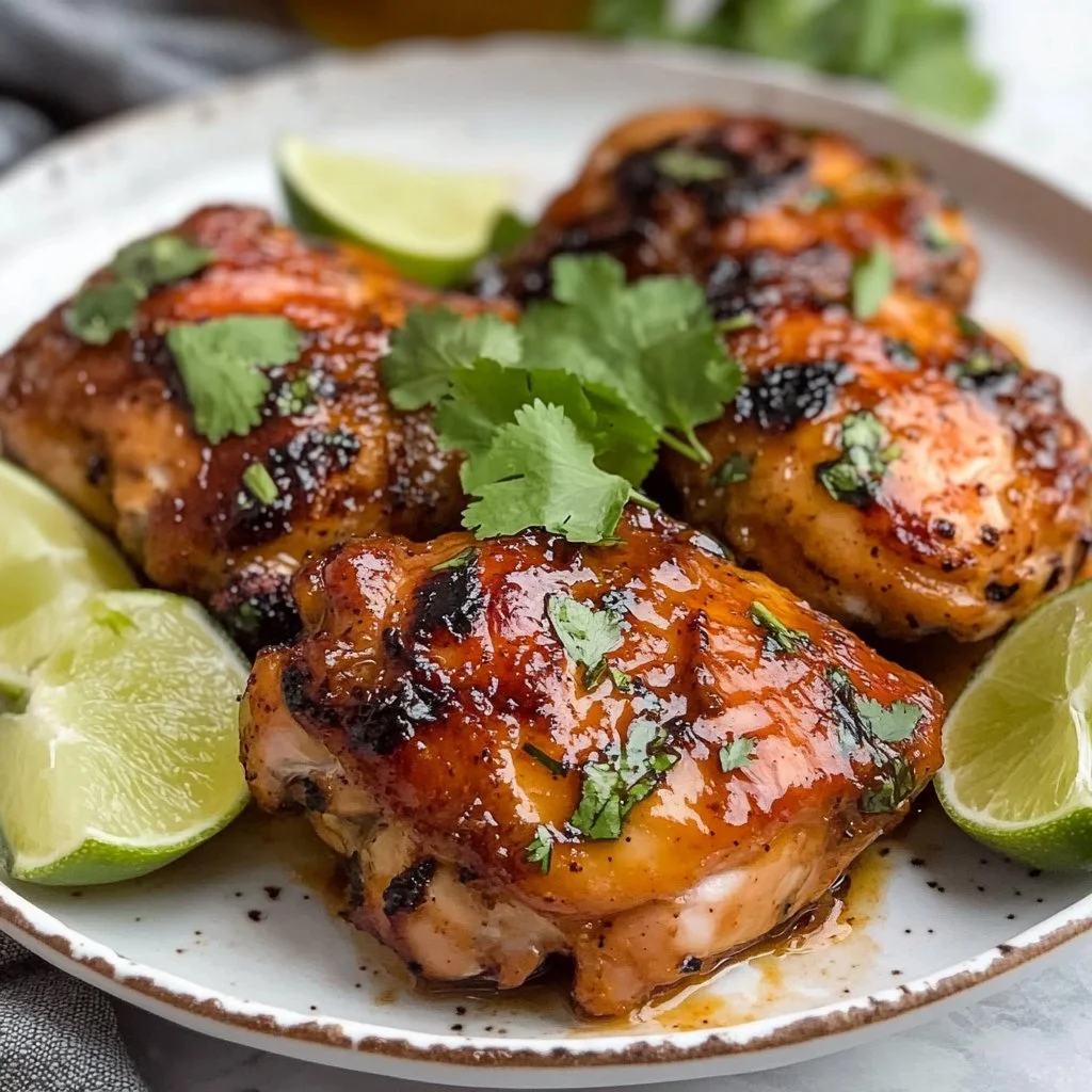 Contramuslos de pollo al horno dorados y jugosos, listos para servir.