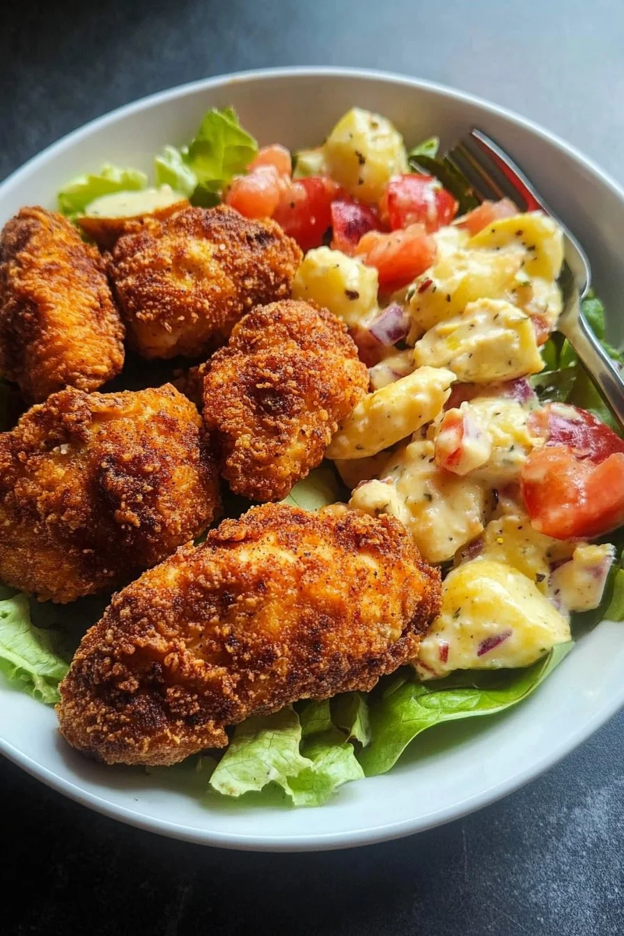 ensalada con pollo frito
