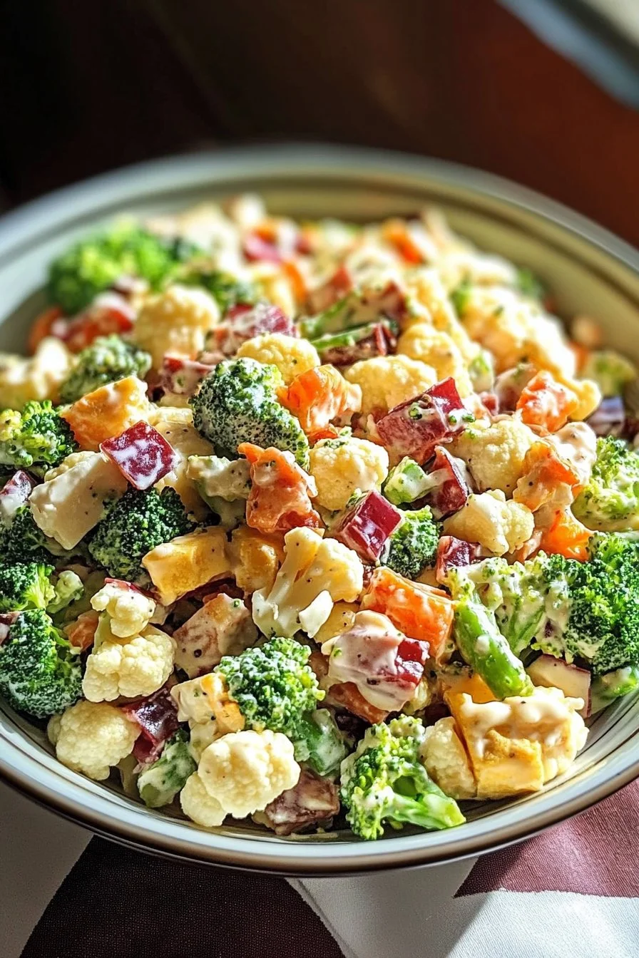 Ensalada de Brócoli y Coliflor Cargada (Receta Baja en Carbohidratos)