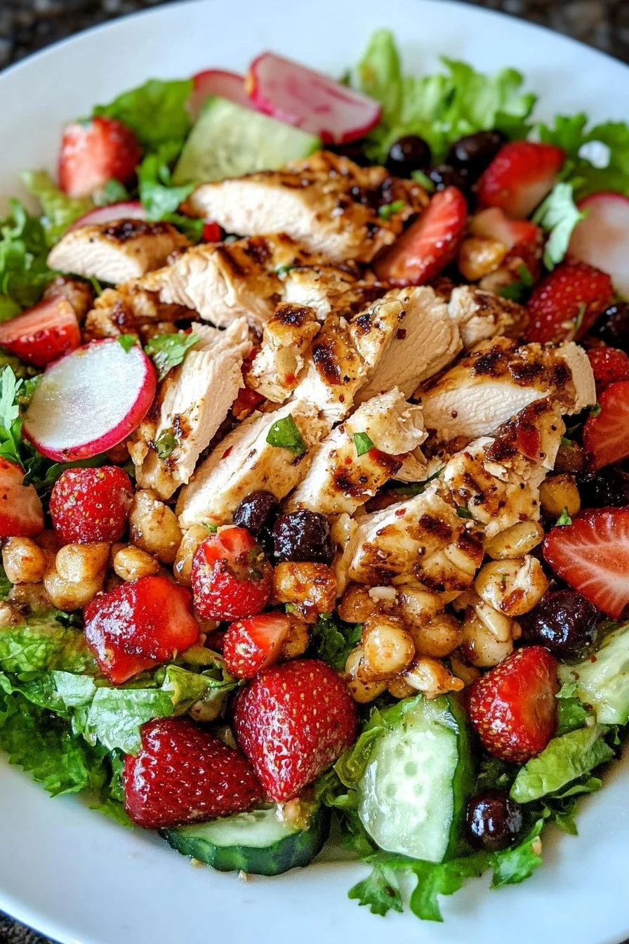 Ensalada de pollo con fresas