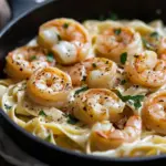 Fettuccine con camarones