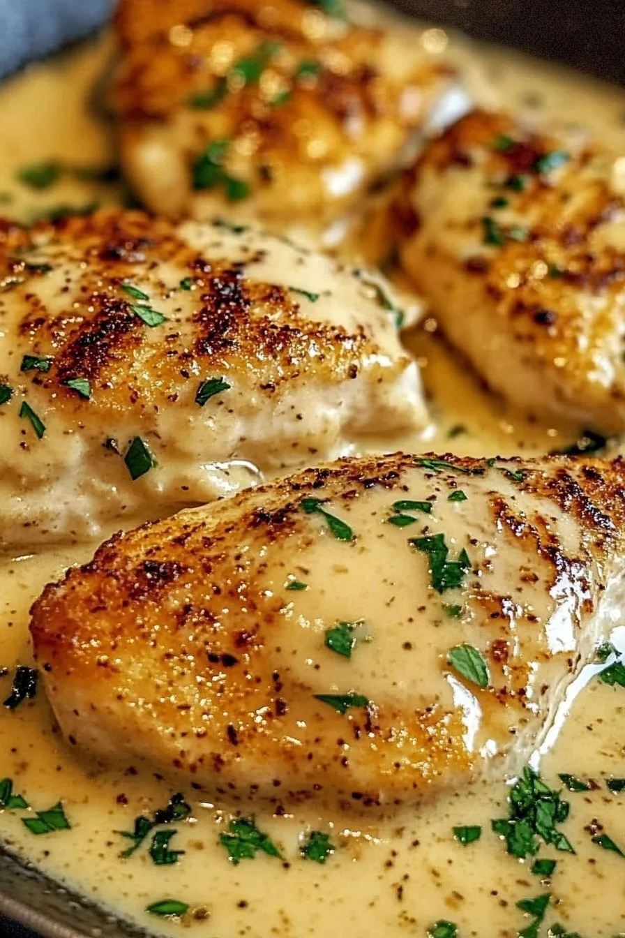 Filetes de Pollo en Salsa Cremosa de Ajo y Parmesano