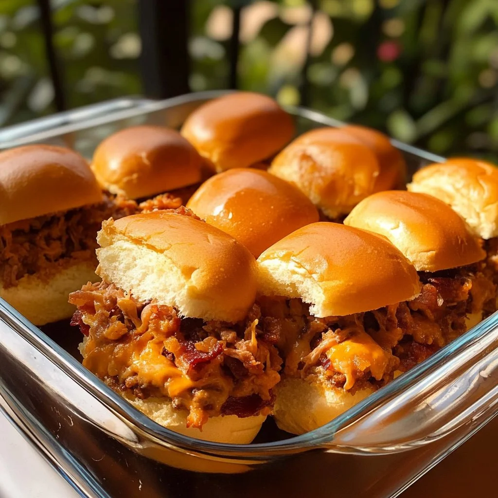 Mini burgers de cheddar y bacon servidos en un plato atractivo