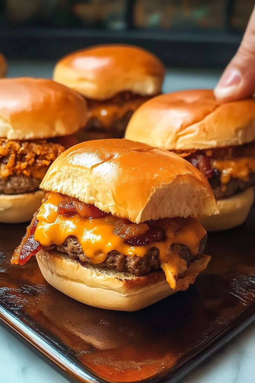 Mini Burgers with Cheddar and Bacon