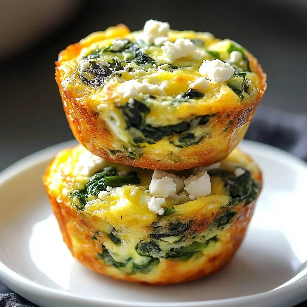 Muffins de huevo con espinacas y feta, ideales para un desayuno saludable
