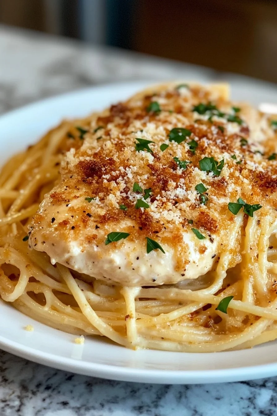 La Pasta con Pollo y Ajo Crema de Parmesano que Desearás Cada Semana