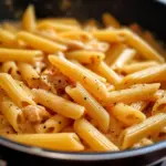 Pasta Alfredo con salsa cremosa y trozos de pollo