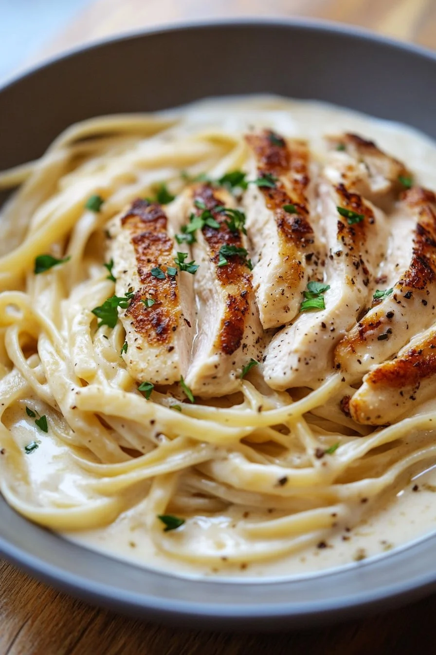 Pasta con Salsa Alfredo y Pollo