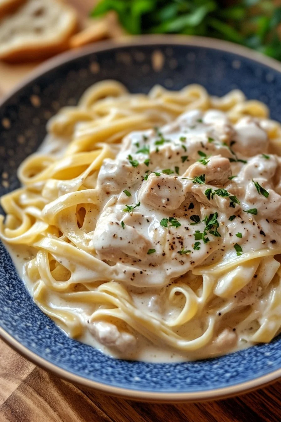 Pasta cremosa con pollo