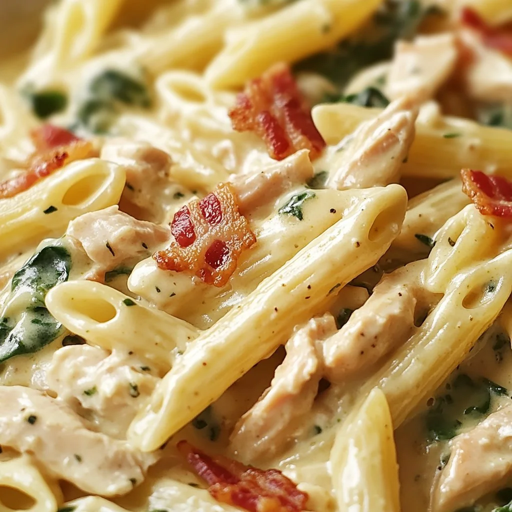 Receta de Pasta Cremosa de Pollo Pesto en una sola olla
