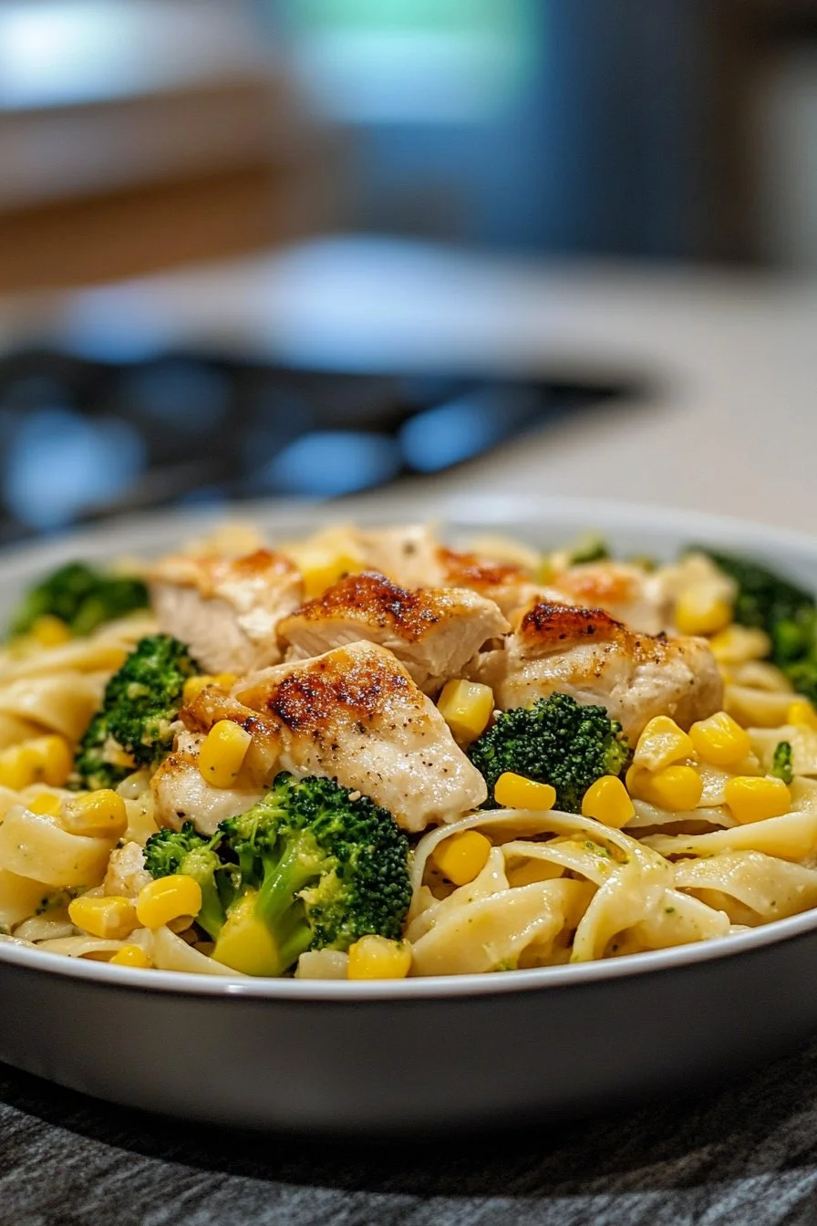 Pasta de Pollo, Brócoli y Maíz