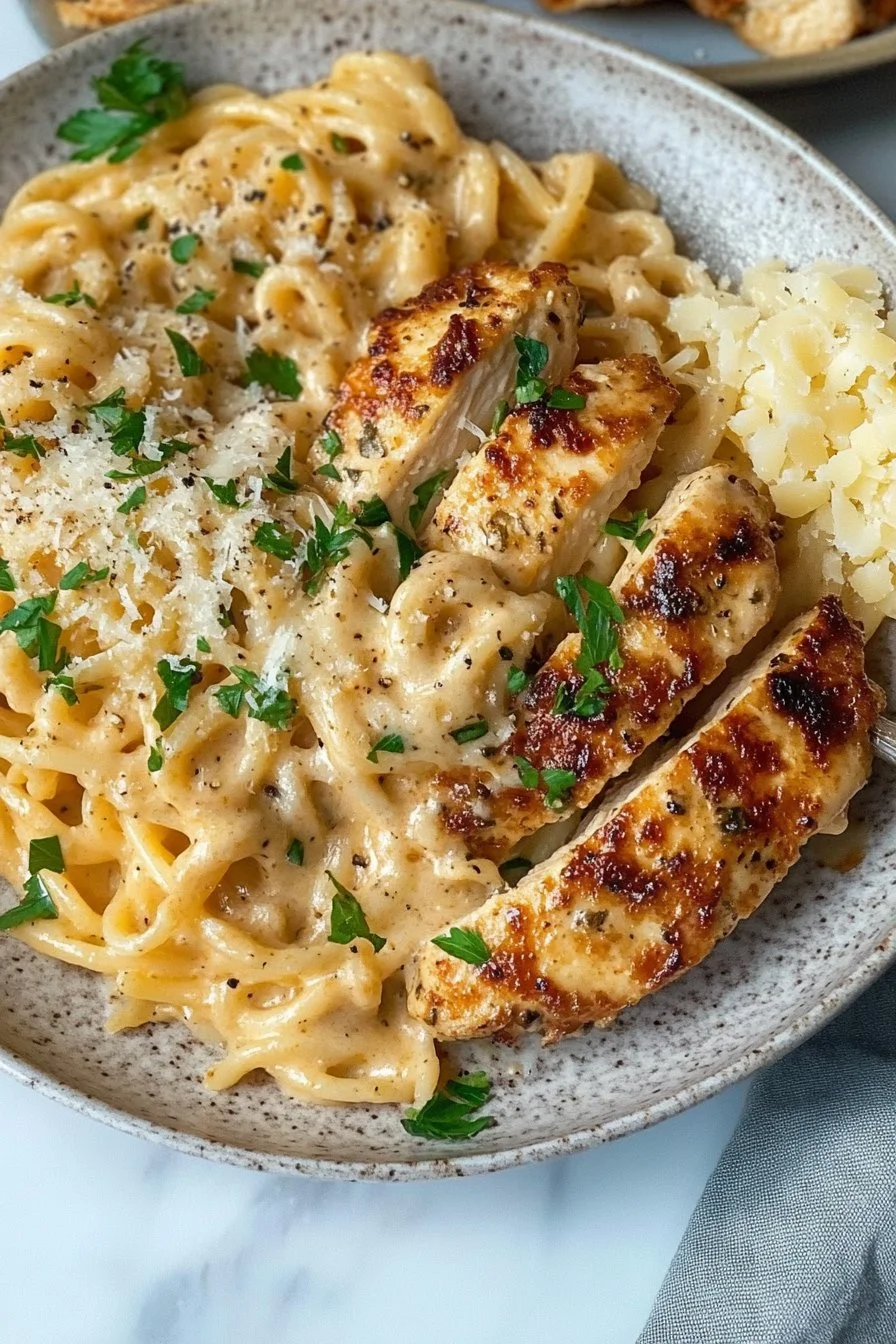 Pasta de Pollo con Ajo y Parmesano