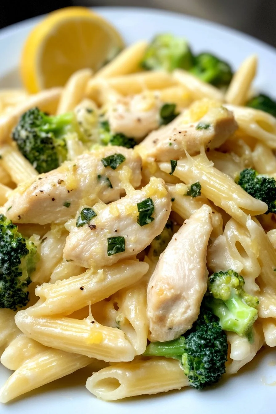 Pasta de Pollo y Brócoli en Salsa de Crema de Limón