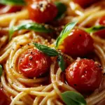 Pasta with cherry tomatoes and garlic