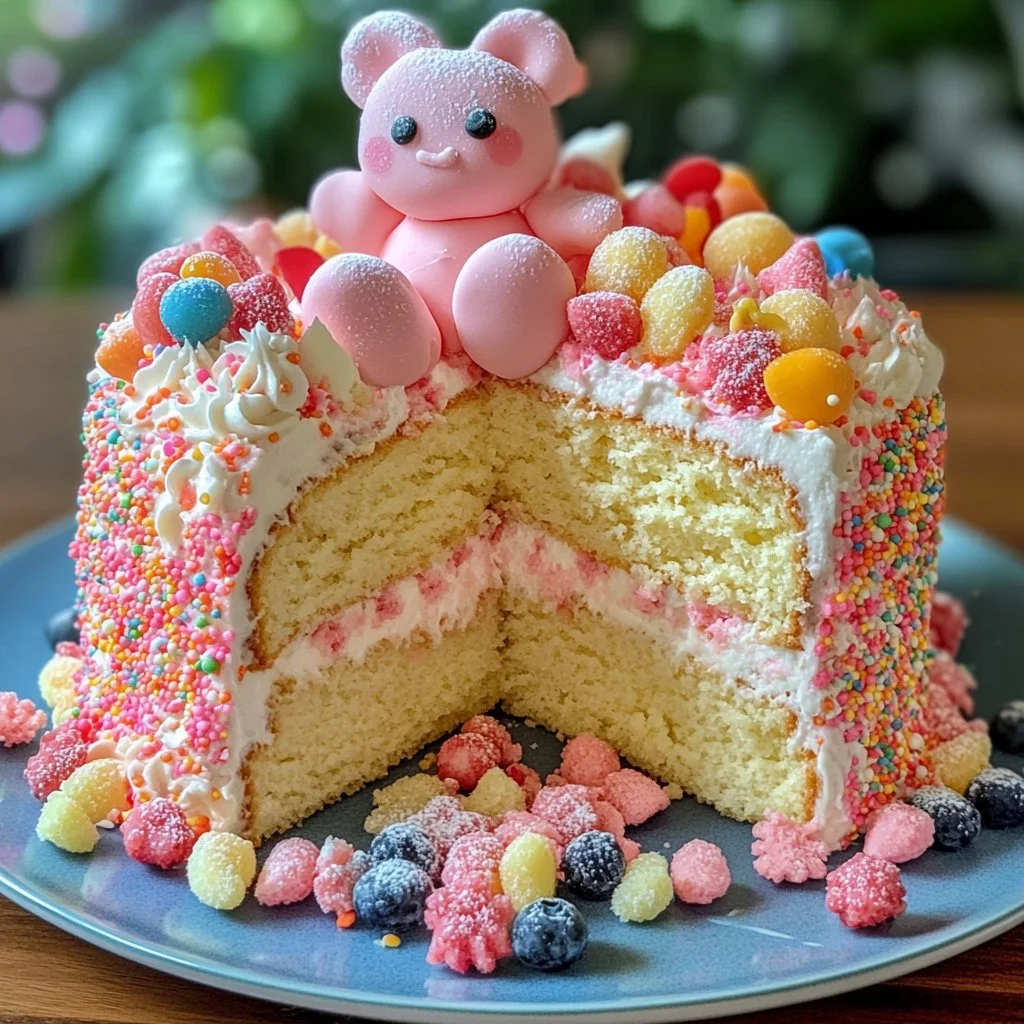 Pastel de jellycat colorido y divertido, ideal para fiestas y celebraciones.