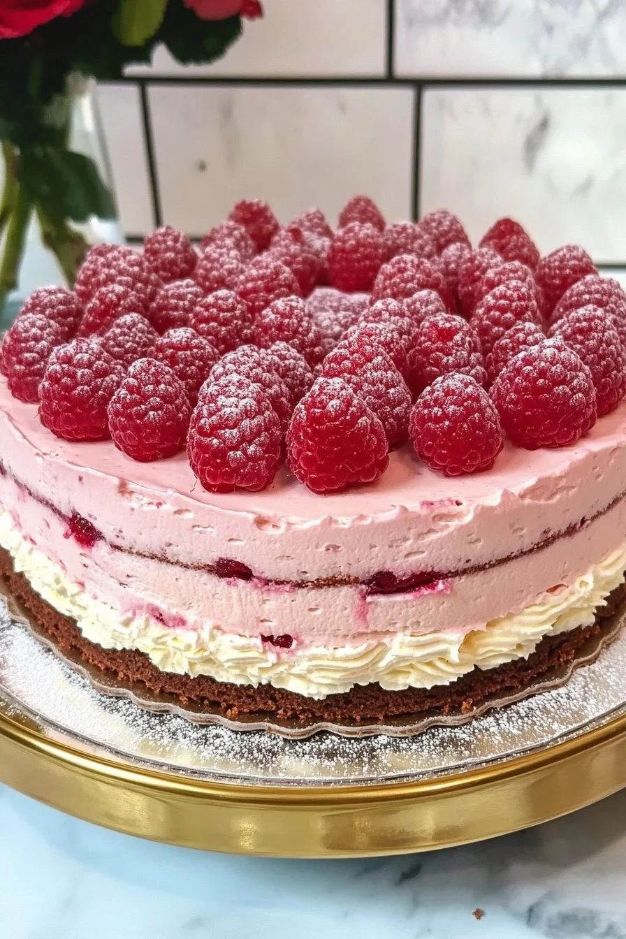 Pastel de mousse de frambuesa
