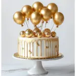 Pastel Dorado Extravagante Para Fiestas de Cumpleaños, Pastel de Cumpleaños Dorado, Pastel de Globos, Imagen PNG Transparente de Pastel de Lujo y Clipart para Descargar Gratis