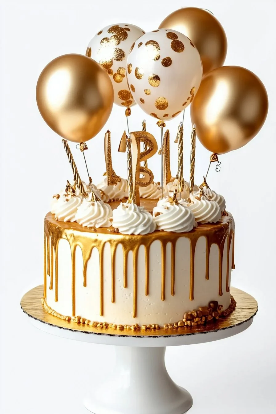Pastel Dorado Extravagante Para Fiestas de Cumpleaños, Pastel de Cumpleaños Dorado, Pastel de Globos, Imagen PNG Transparente de Pastel de Lujo y Clipart para Descargar Gratis