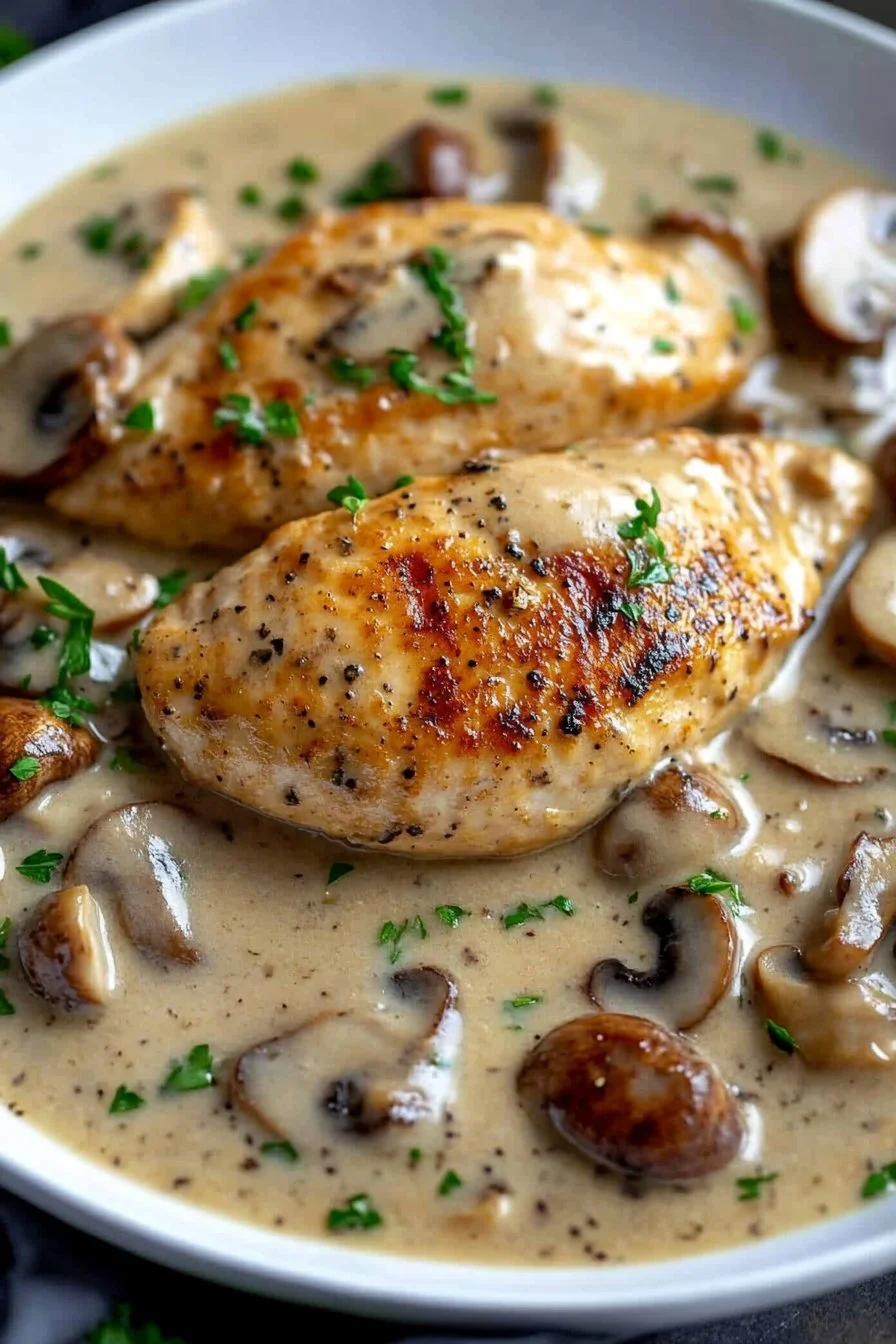 Pechuga de Pollo en Salsa de Champiñones Cremosa