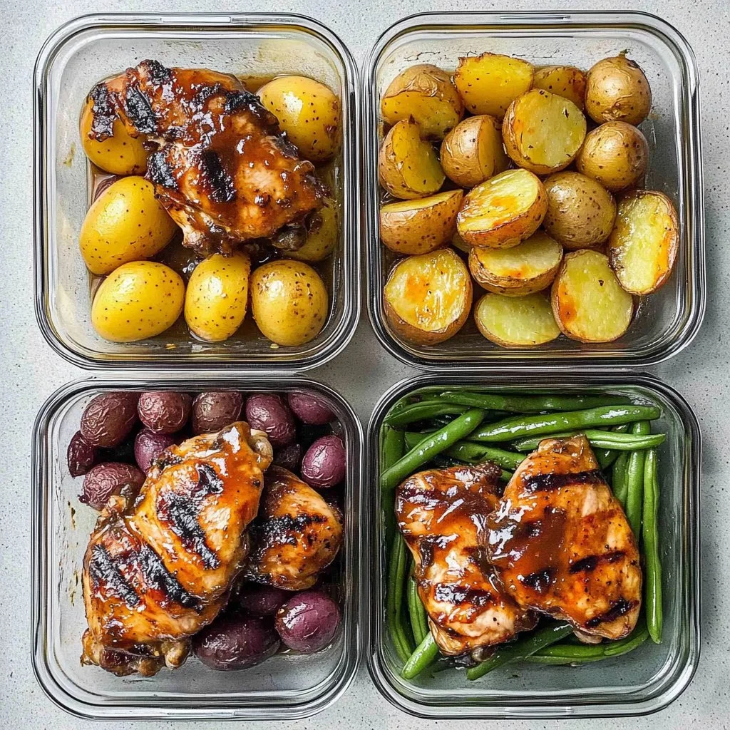 Pechuga de Pollo Glaseada con salsa y guarniciones