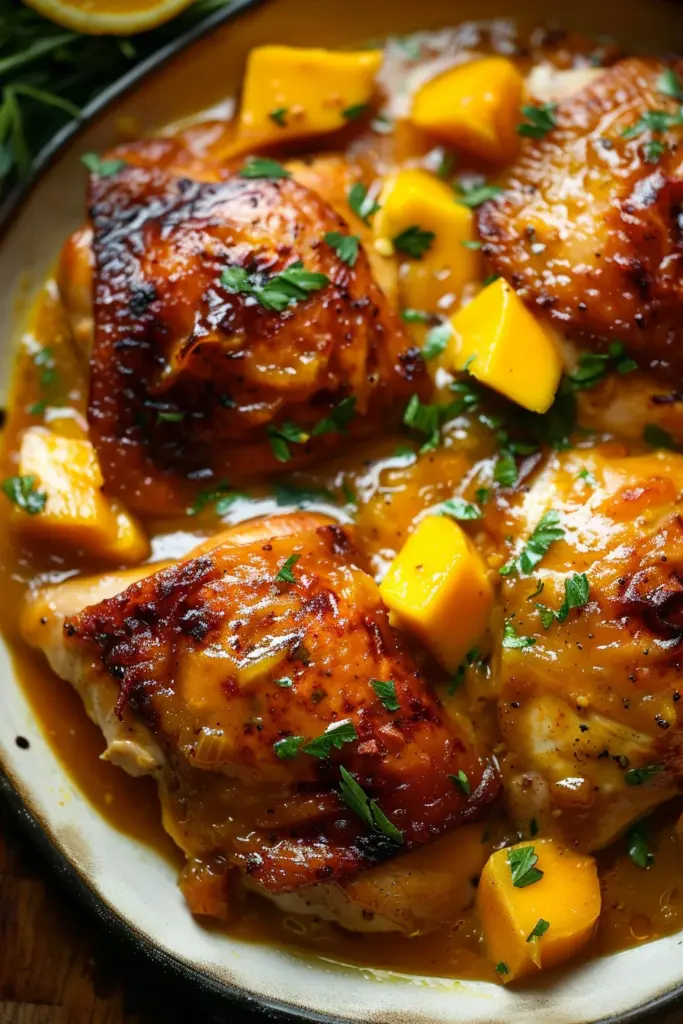 Pechugas de Pollo en Salsa de Mango - ¡Exquisita explosión tropical en cada bocado!
