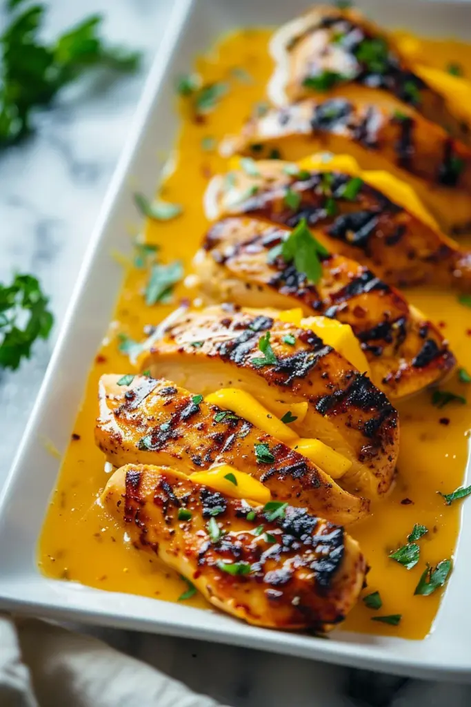 Pechugas de Pollo en Salsa de Mango - ¡Exquisita explosión tropical en cada bocado!