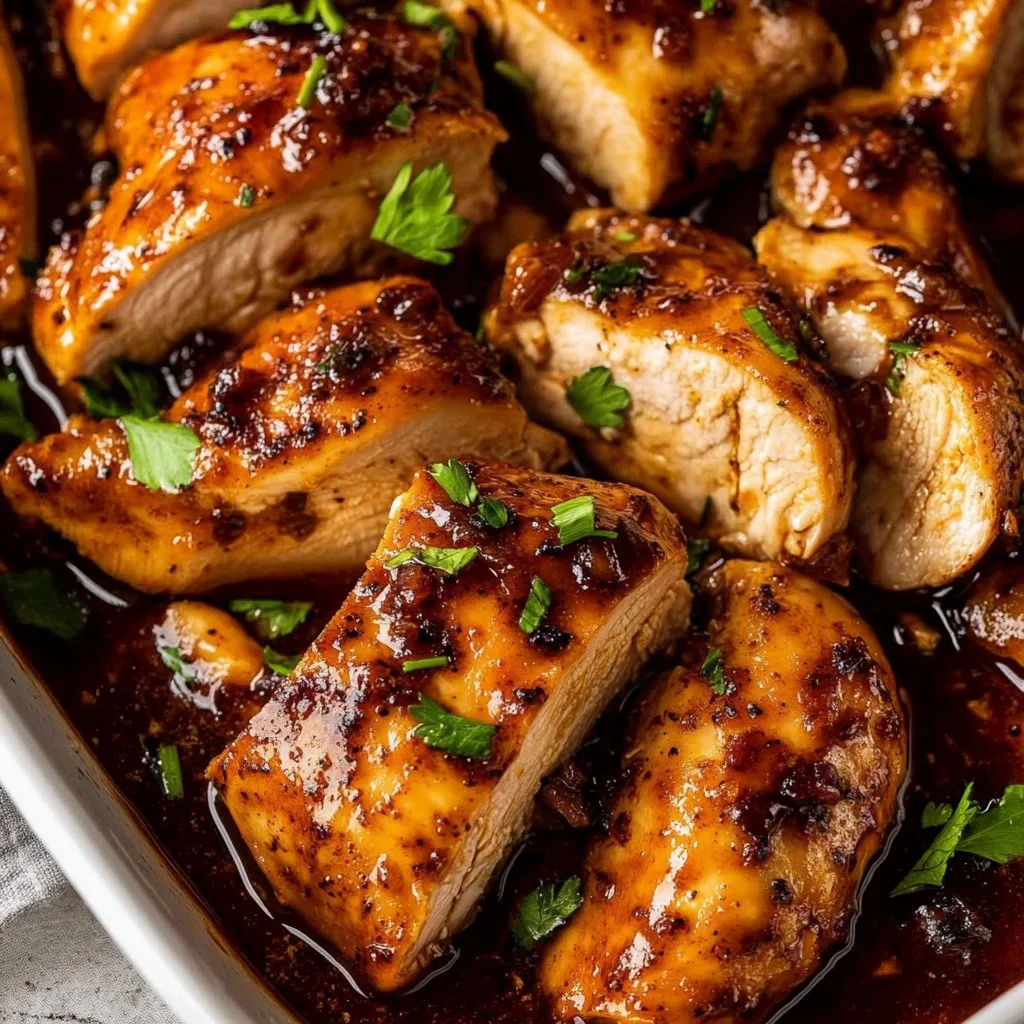 Pechugas de Pollo Jugosas al Horno servidas en un plato con guarnición