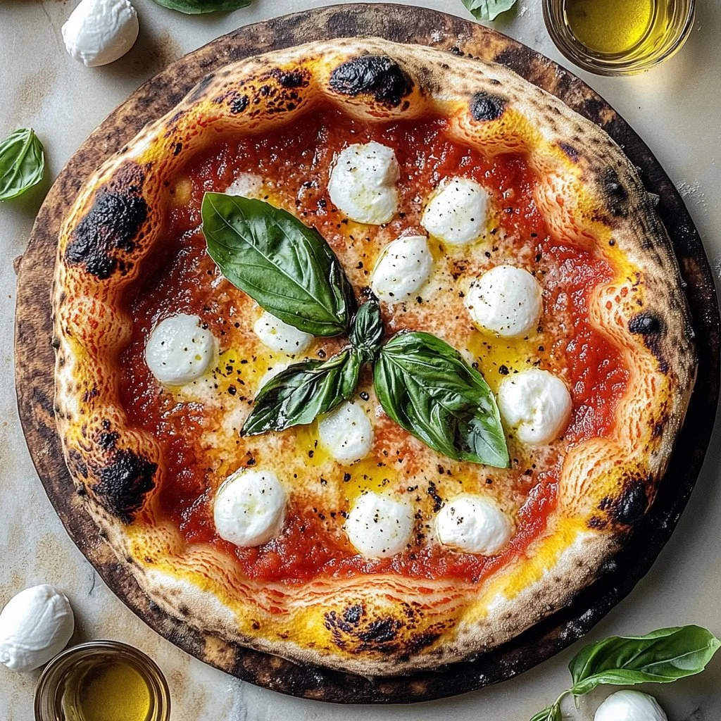 Pizza napolitana auténtica con ingredientes frescos y masa tradicional