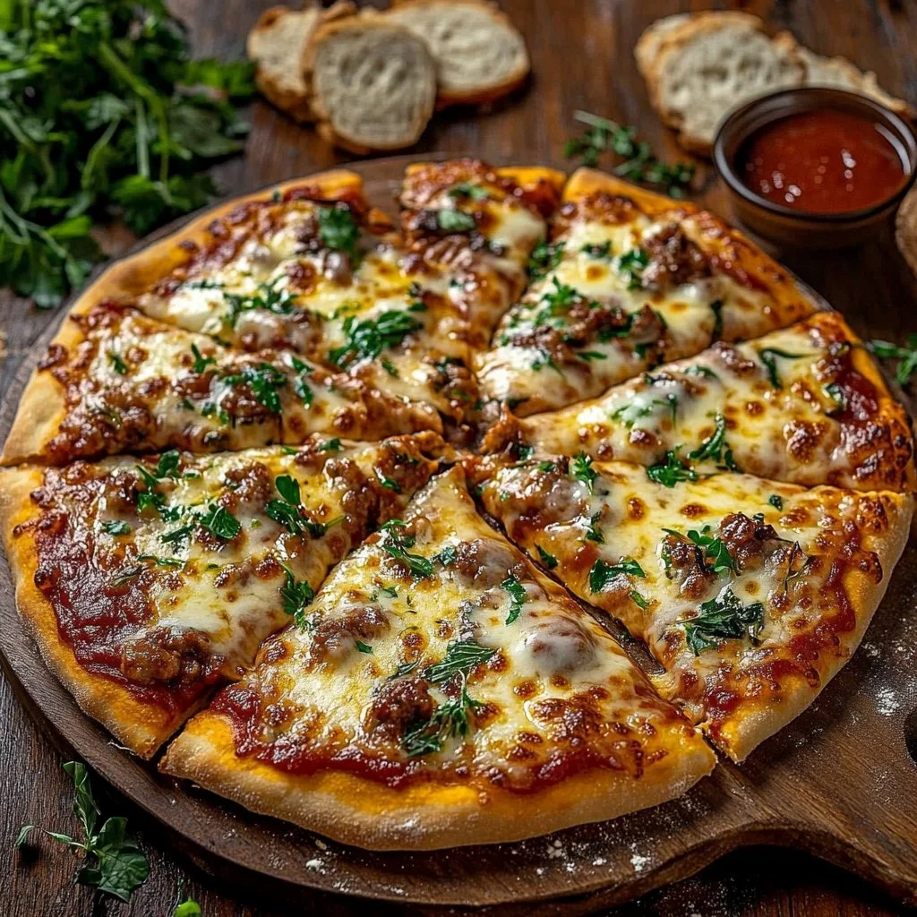Pizza casera al horno con ingredientes frescos y crujiente