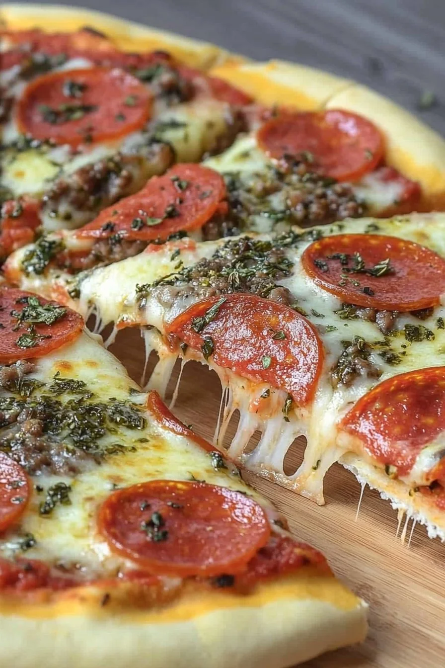 Pizza Casera con Borde Relleno