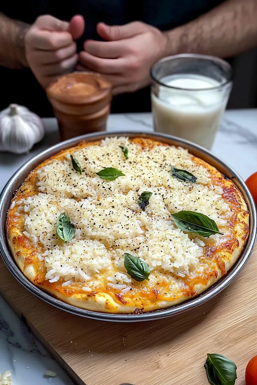 Pizza con base de arroz
