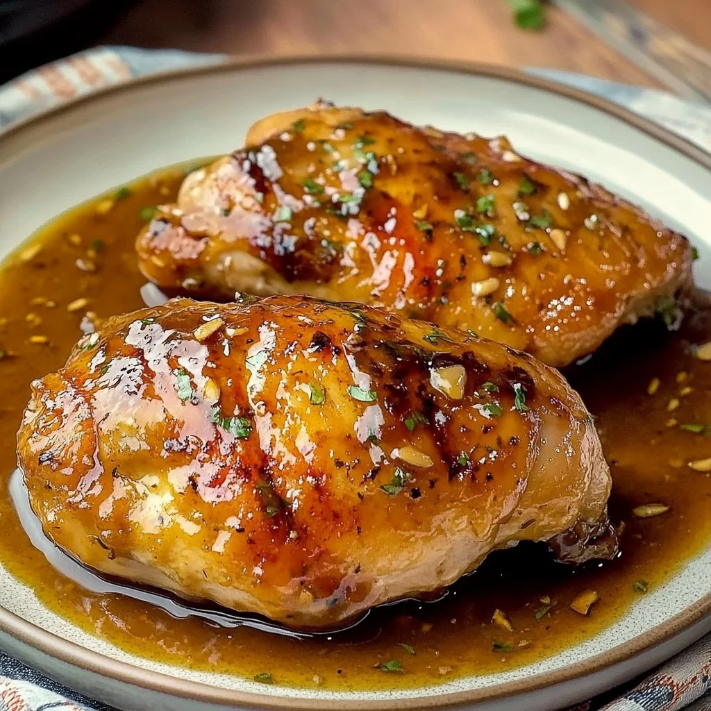 Pollito en salsa de limón servido en un plato colorido con guarniciones.