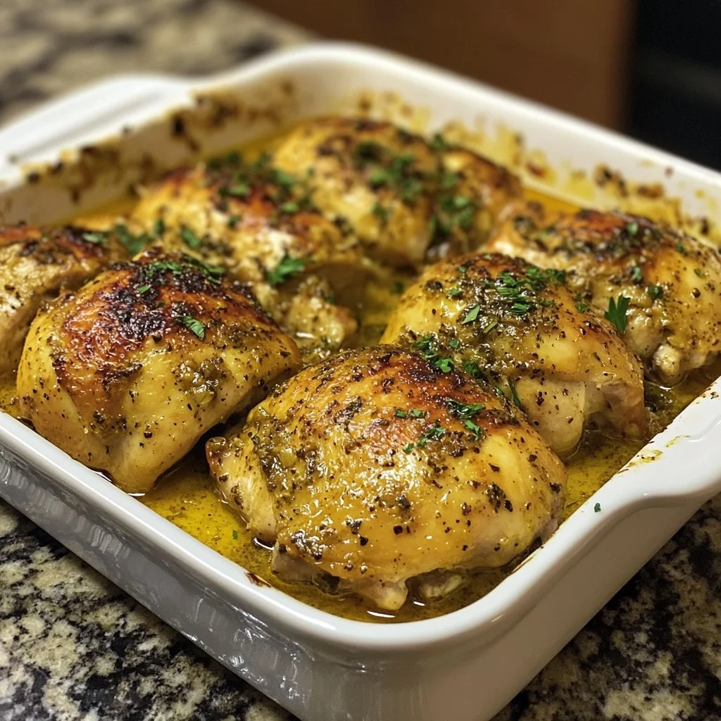 Pollo a la Mostaza al Horno presentado en un plato atractivo