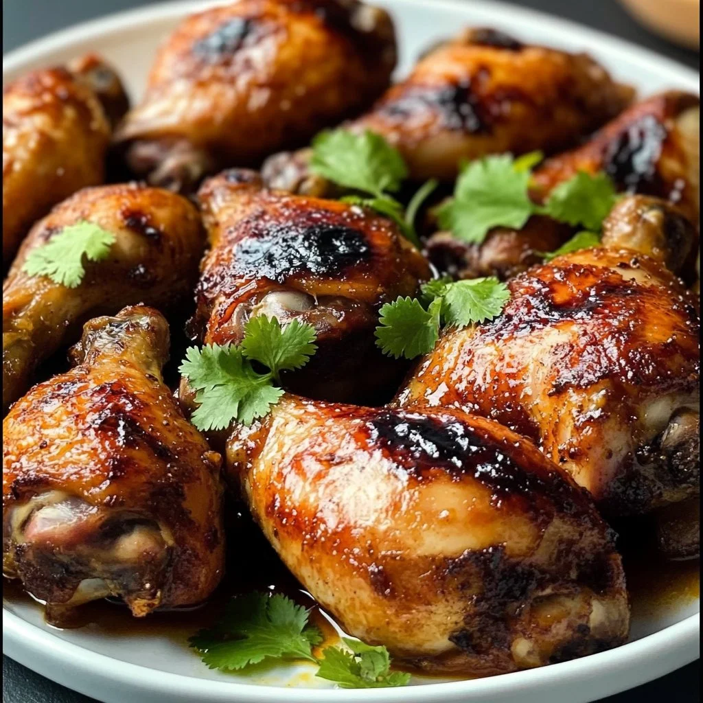 Pollo asado al horno dorado y apetitoso en un plato