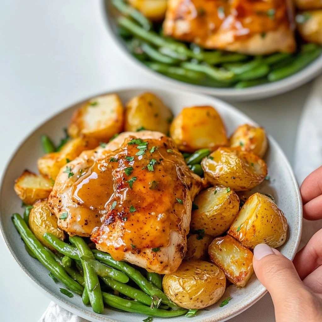 Plato de pollo con miel y mostaza, una receta deliciosa y fácil de preparar.