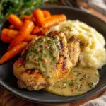 Pollo en salsa cremosa de hierbas con puré de papas