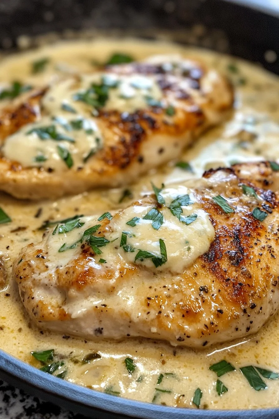 Pollo en salsa de queso crema