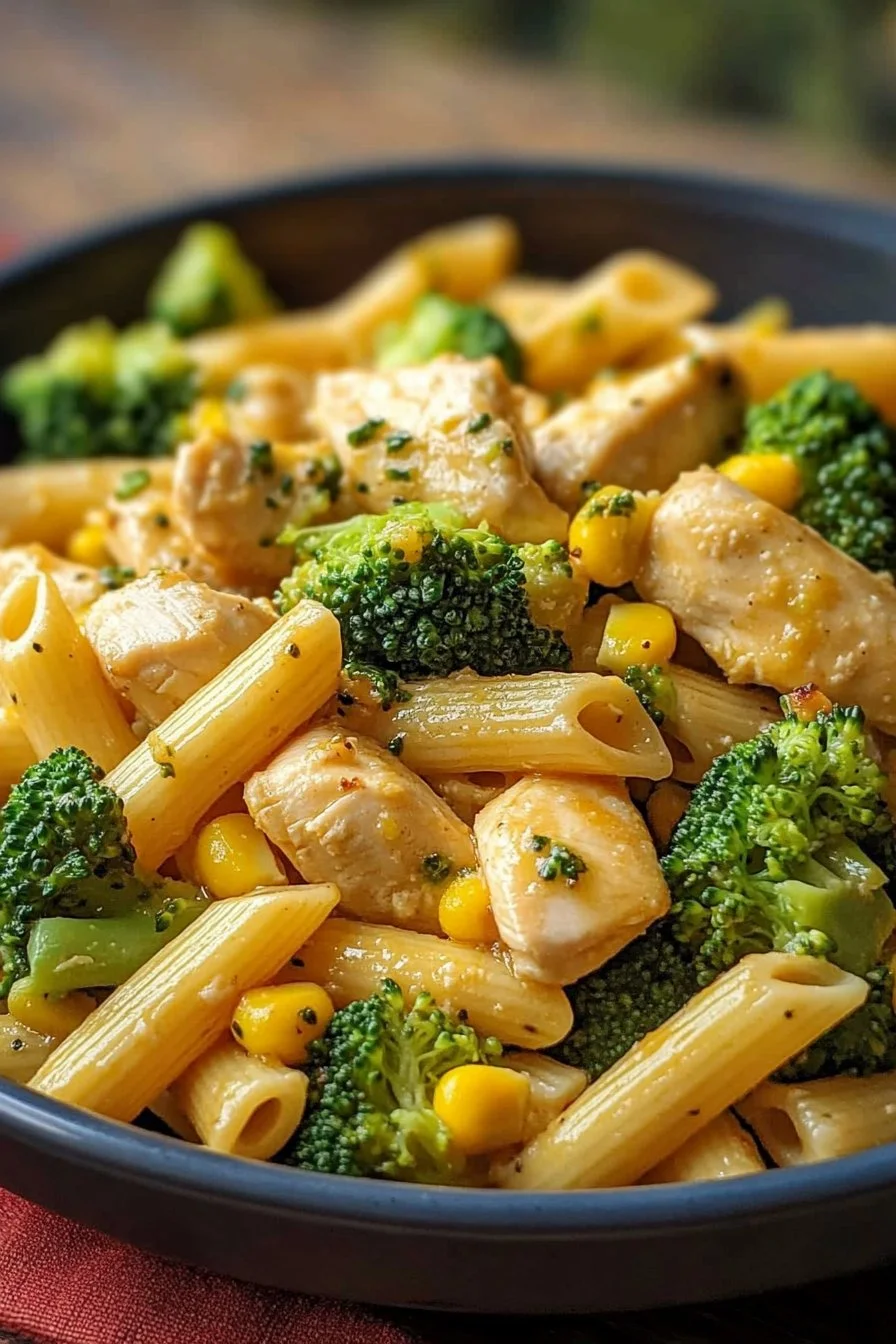 Receta de Pasta con Pollo, Brócoli y Maíz Dulce
